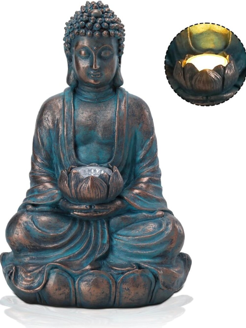 Waterproof Solar Buddha Statue - 11x6 Inch Outdoor Garden Decor, Zen Meditation